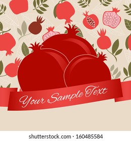 Beautiful decorative vector background with pomegranate