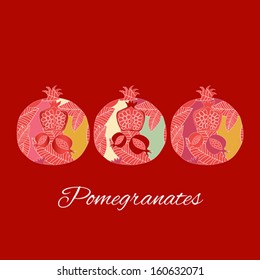 Beautiful decorative vector background with pomegranates