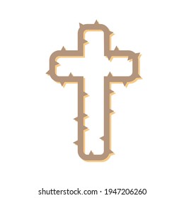 Beautiful decortive religious cross icon isolated on a white background. Simple easter holy symbol flat design.