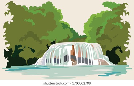 schöner tiefer Waldwasserfall in Thailand.