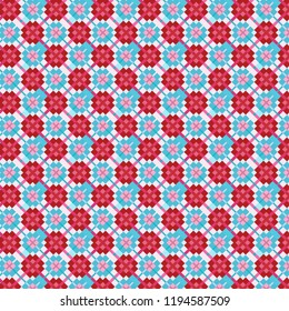 beautiful deep red and blue checkered and diamonds pattern  with irregular edge intersecting squares for textile, fabric, backdrops and backgrounds.  pattern swatch at eps file. 