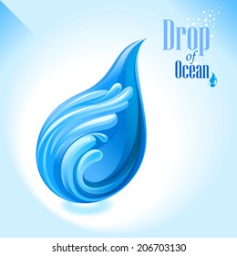 A beautiful deep wave in a drop of ocean