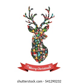 Beautiful deer with christmas icons