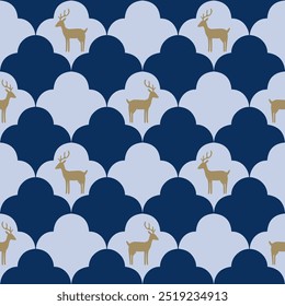 Beautiful deers,reindeers pattern seamless. Classic vintage background.Nature retro elegant border repeat.Vector Illustration element design for textile, fabric,wallpaper,web,print,products, decorate.