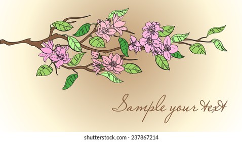 Beautiful delicate branch with blooming flowers as a symbol of youth and fertility