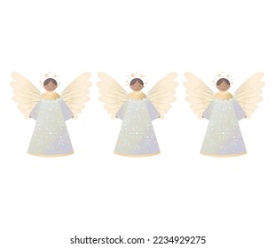 Beautiful and delicate Christmas angel with wings in warm golden shades