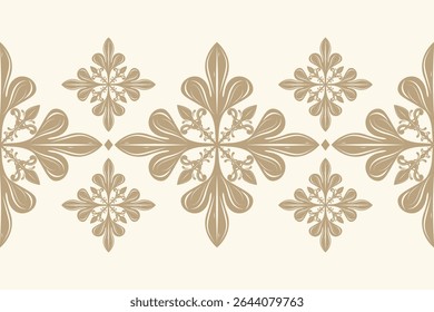 Belo Delicado Classy Ouro Fleur de lis Florais Barroco Vitoriano Design Sem Costura Padrão De Borda. Luxo Filigrana bordado Estilo Real para alta costura, Alta Qualidade, Artesanato, Vestuário, Batik