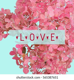 
Beautiful, delicate, detailed, air, marshmallow card with beautiful, spring flowers pink hydrangea. An excellent gift for your loved one on Valentine's Day.