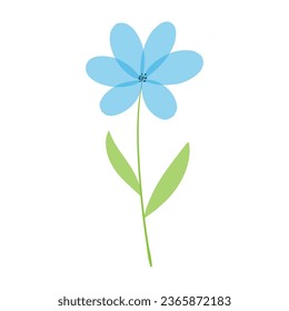 Beautiful delicate flower. Blue chamomile on a white background. Cute field daisy. Vector illustration.