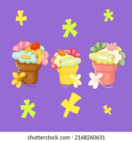 Hermosas y delicadas flores hechas en vector. Decoración única para postal, invitación de boda, guardar la fecha. Diseño floral aislado.
