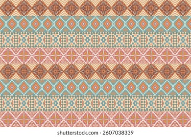 Beautiful delicate geometric ethnic oriental seamless pattern traditional design for clothing, carpet, background, wallpaper, wrapping, fabrics, vector illustration. Embroidery style sadu, sadou.