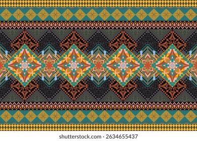 Beautiful delicate geometric ethnic oriental seamless pattern traditional design for clothing, carpet, background, wallpaper, wrapping, fabrics, vector illustration. Embroidery style sadu, sadou.