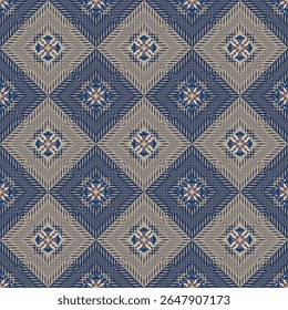Beautiful delicate geometric ethnic oriental seamless pattern traditional design for clothing, carpet, background, wallpaper, wrapping, fabrics, vector illustration. Embroidery style sadu, sadou.