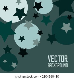 Hermoso y delicado fondo vectorial gris y verde en un estilo de moda mínimo con espacio de copia para texto, estrellas y círculos