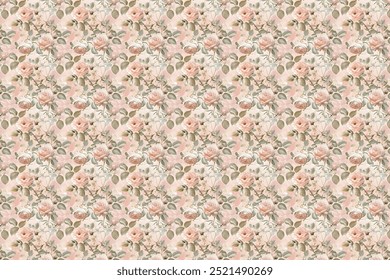 Beautiful, delicate, and modern bouquet pattern. Millefleurs. Liberty fashion. seamless floral background for scrapbooking, cotton fabric, textiles, covers, printing, wallpaper, and gift wrapping.