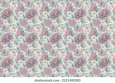 Patrón de ramo hermoso, delicado y moderno. Millefleurs. Fondo floral sin fisuras para scrapbooking, tela de algodón, textiles, cubiertas, impresión, Fondo de pantalla y envoltura de regalos.