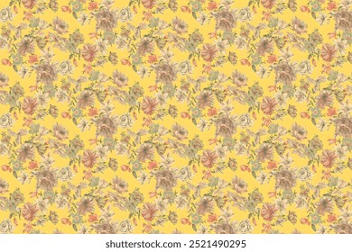 Bonito, delicado e moderno bouquet padrão. Millefleurs. Liberty fashion. fundo floral sem costura para scrapbooking, tecido de algodão, têxteis, capas, impressão, papel de parede e embrulho para presentes.