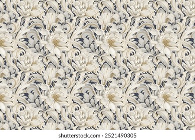 Beautiful, delicate, and modern bouquet pattern. Millefleurs. Liberty fashion. seamless floral background for scrapbooking, cotton fabric, textiles, covers, printing, wallpaper, and gift wrapping.