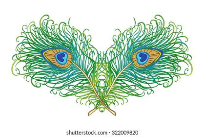 Beautiful and delicate peacock feathers