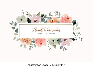 beautiful delicate watercolor floral frame