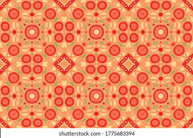 Beautiful delicious orange web background with seamless pizza pattern