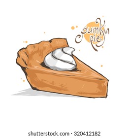 Beautiful, delicious pumpkin pie decorated with whipped cream.