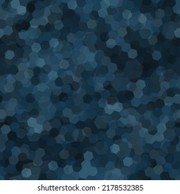 Hermoso patrón abstracto de Denim Blue. Fondo geométrico. Textura de cristal polígono de color índigo. Concepto de vidrio hexagonal de color vectorial para tarjetas de visita, diseño web o decoración