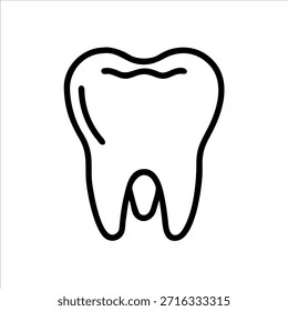 Logotipo de contorno de vetor de dentes dentários bonitos em fundo branco