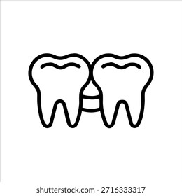 Logotipo de contorno de vetor de dentes dentários bonitos em fundo branco
