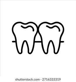 Logotipo de contorno de vetor de dentes dentários bonitos em fundo branco