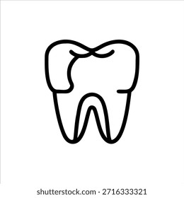 Logotipo de contorno de vetor de dentes dentários bonitos em fundo branco