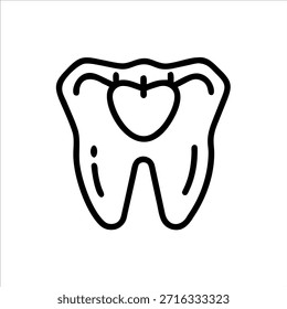 Logotipo de contorno de vetor de dentes dentários bonitos em fundo branco