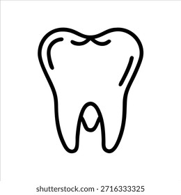 Logotipo de contorno de vetor de dentes dentários bonitos em fundo branco
