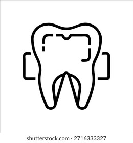 Hermoso logotipo de contorno de Vector de dientes dentales en fondo blanco