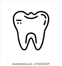 Logotipo de contorno de vetor de dentes dentários bonitos em fundo branco