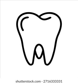 Logotipo de contorno de vetor de dentes dentários bonitos em fundo branco