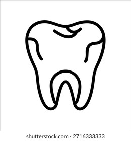 Logotipo de contorno de vetor de dentes dentários bonitos em fundo branco