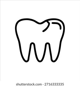 Logotipo de contorno de vetor de dentes dentários bonitos em fundo branco
