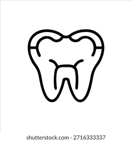 Logotipo de contorno de vetor de dentes dentários bonitos em fundo branco