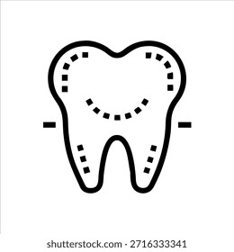 Logotipo de contorno de vetor de dentes dentários bonitos em fundo branco