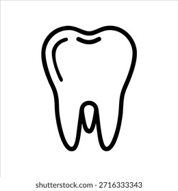 Logotipo de contorno de vetor de dentes dentários bonitos em fundo branco