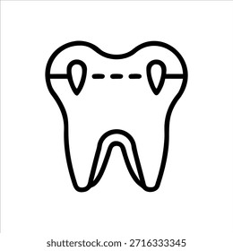 Logotipo de contorno de vetor de dentes dentários bonitos em fundo branco