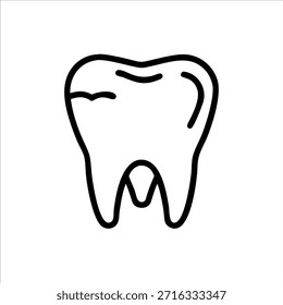 Logotipo de contorno de vetor de dentes dentários bonitos em fundo branco