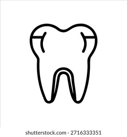 Logotipo de contorno de vetor de dentes dentários bonitos em fundo branco
