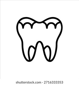 Logotipo de contorno de vetor de dentes dentários bonitos em fundo branco