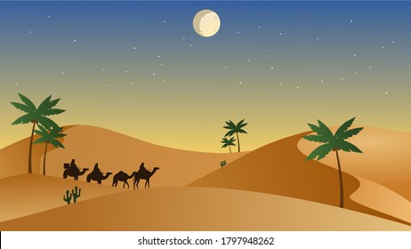 Beautiful Desert Lanscape Background Illustration