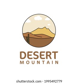 Hermoso diseño de vectores de cactus de la montaña del desierto