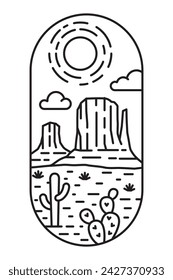 beautiful desert views line art illustration
