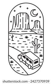 beautiful desert views line art illustration