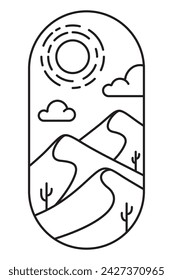 beautiful desert views line art illustration